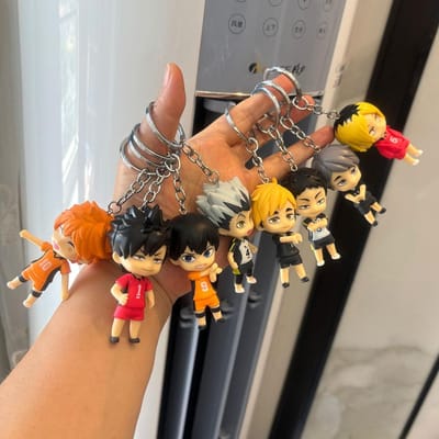 8 Stuks/Set Anime Haikyu!! Sleutelhanger Figuur Kenma Kozume Shoyo Hinata Q Versie Tas Hanger Volleybal Junior Pop Sleutelhanger Speelgoed Cadeau brown