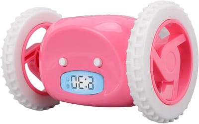 Wekker op Wielen - Digitale Snooze Klok - Zware Slapers Helpen - Wegrol Mechanisme - 13 x 8.5 cm - Zwart