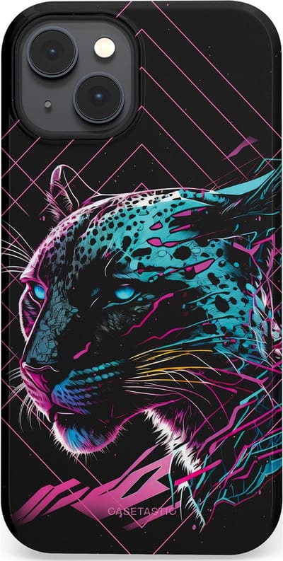 Casetastic hoesje geschikt voor Apple iPhone 14 Plus - MagSafe - Dubbellaagse bescherming - Neon Jager - Fashion Case - Zwart Petrol