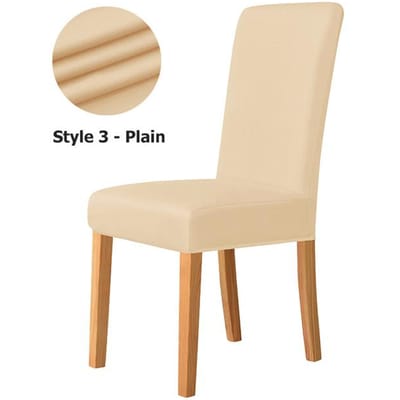 Nouvelle Housse de Chaise T-Jacquard Élastique Couleur Unie Housses de Chaise Pour Salle à Manger Hôtel Décoration d'Intérieur Lavable Protections de Siège Anti-Salissure 1 Piece beige