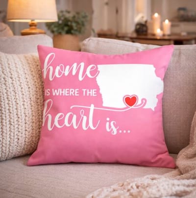 Pink Home Collection Kussenhoes - Quote - Home is where the heart is... - 45x45 cm