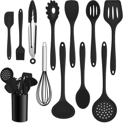 Complete 12-delige Silicone Kookset, Hittebestendig Keuken Gereedschap, Antiaanbak Coating, Vaatwasserbestendig, Ideaal voor Koken en Bakken