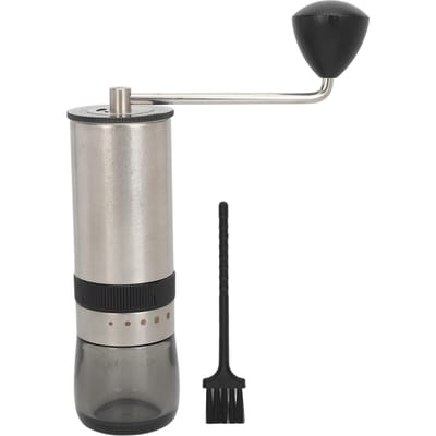 Moulin à café manuel en acier inoxydable, céramique, CNC, portable, avec manche en bois L gray