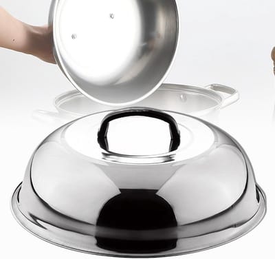 RVS Wokdeksel 34 cm - Rond Deksels voor Bakken Stomen Grillen - Teppanyaki Frituren