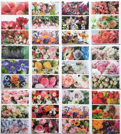 Verjaardag Wenskaarten - 12 Stuks - Bloemen - Zonder Tekst - 12 x 17 cm - L-186