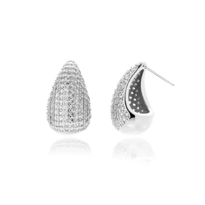 Strass Druppel Oorbellen - Zilverkleurig | 2,5 x 1,3 cm | 925 Zilver | Fashion Favorite