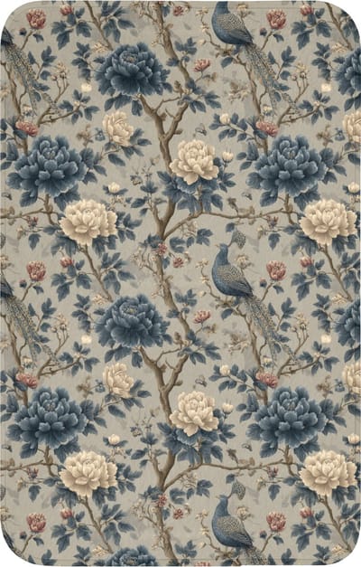 WC mat 50x80 cm - Antislip - Pauw - Bloemen - Blauw - Toiletmat - Vloermat - Douchemat - Toilet tapijt - Toiletmatten