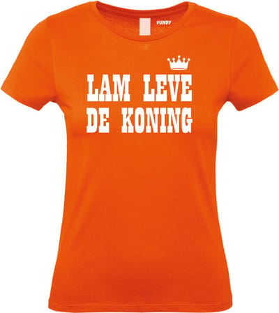 Dames T-shirt Lam Leve de Koning | Koningsdag kleding | oranje t-shirt | Oranje dames | maat XS