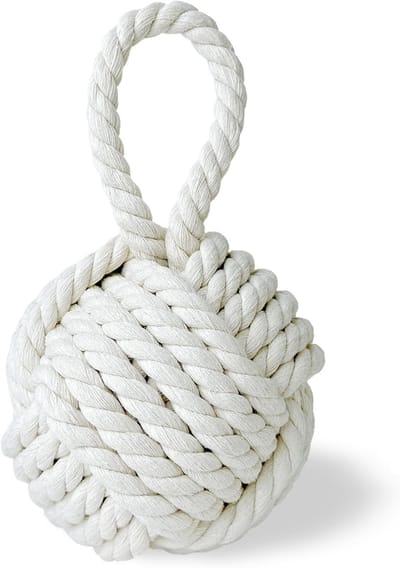 Decoratieve Deurstop - Verzwaarde Deurstopper - Deuren Open Houden - Natuurlijk Katoenen Touw - 15 x 32 cm - Ivoor