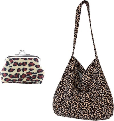 Leopard Muziektas en Münzbrief Tas - Grote Capaciteit Schoudertas, Retro Persoonlijkheid, Vrouwelijke Accessoires voor Dagelijks Gebruik en Reizen