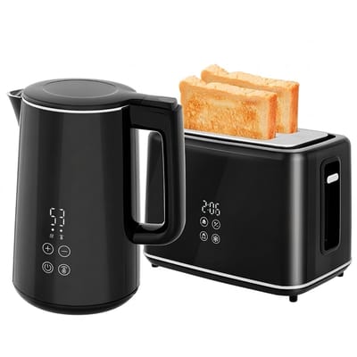Rolipo Waterkoker-Broodrooster-Ontbijtset met waterkoker en broodrooster - 1.5L - 2200 W - 7 temperatuurstanden - Zwart