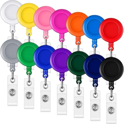 EXCITAT Uittrekbare Badgehouders - Uitrolbare Keycord - Intrekbare Sleutelhangers Sleutelkoord - Clip Trekkoord Kaarthouder - Intrekbare sleutelriem - Afrolmechanisme voor Badges,Sleutelsr - Broekclip ID Pasjeshouder - Lanyard - 14 stuks