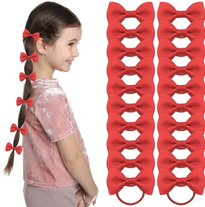 20 Stuks Haarbanden voor Meisjes, Rode Strikken Haaraccessoires voor Peuters, Kinderen en Vrouwen
