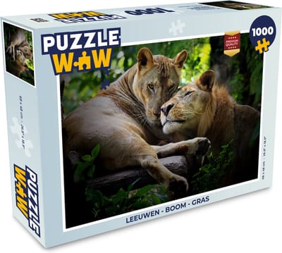 Puzzel Leeuwen - Boom - Gras - Legpuzzel - Puzzel 1000 stukjes volwassenen