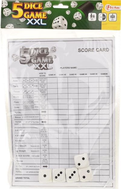 Toi-Toys Dobbelspel scoreblok XXL - met dobbelstenen - speelgoed