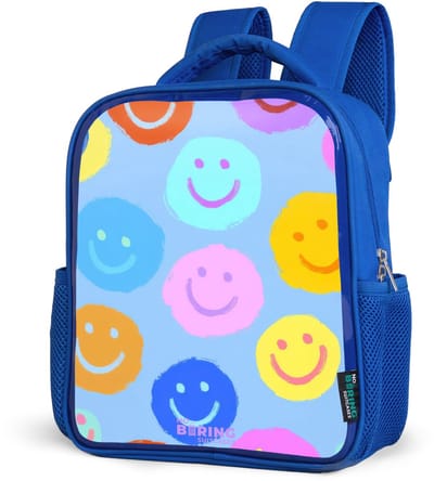 NoBoringSuitcases.com® - Rugzak blauw - Schooltas jongens - Vrolijk patroon van smileys - Kinder rugtas jongen - Boekentas kind - Kinderrugzak voor school - Schoolrugzak