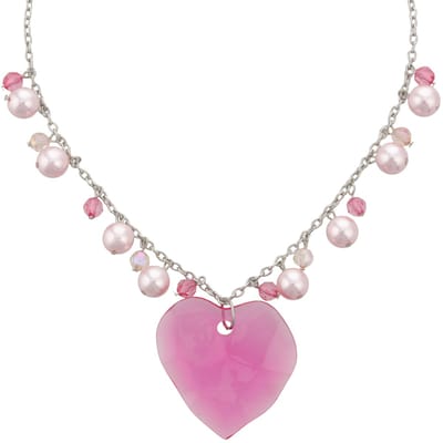 Behave - Ketting met roze hart en parels - Romantisch & speels