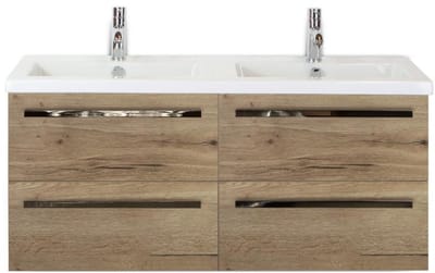 Seville Badmeubelset 120 cm - 4 Laden Natuur Eiken - Wastafel Djazz Dubbel