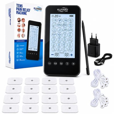 Kluvaro KRES200C Tens apparaat & EMS trainer - voor Pijntherapie Spierstimulatie en Ontspanning - AB trainer - USB - 16 Elektroden