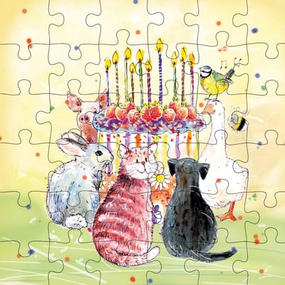 Puzzel wenskaart - Animal Friends - Wenskaart met Puzzel - JPC025- Birthday Cake