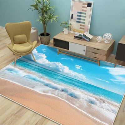 Modern Stijl Strand Woonkamer Tapijt Antislip Slaapkamer Decoratie 3D Kleed Pluisvrij Zacht Entree Deurmat Gemakkelijk Schoon Te Maken Wasbaar 60*90cm