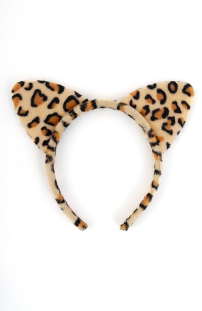 KIMU® Haarband Luipaard Crème Bruin - Panterprint Strepen Diadeem - Oortjes Dierenoren Haar Band Jungle Safari Tijgertje Panter Cheetah Festival