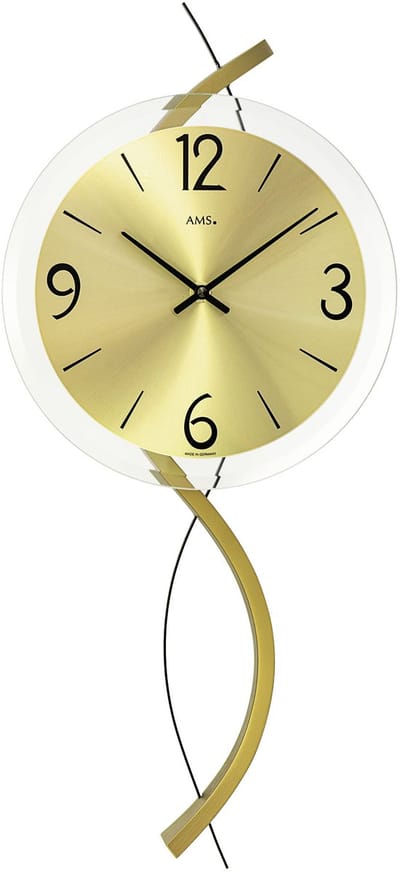 Klok AMS 9717 - Wandklok met gouden en houten elementen / AMS design