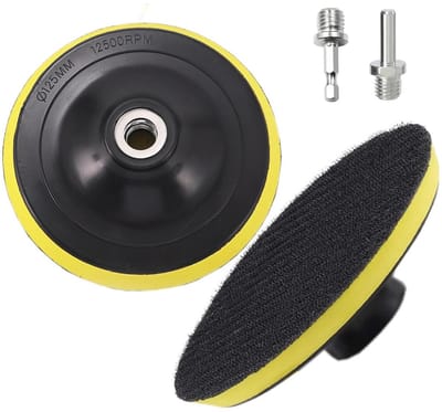2 Stuks Klittenband Schuurschijf 125mm Polijstpad met M14 Booradapter 5 Inch Steunschijf