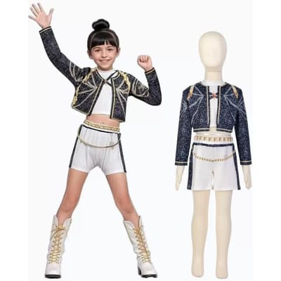 Kinderen Mira Rumi Zoey Podiumoutfits Cosplay Zwart Kostuum Meisjes Uniform Halloweenfeest Rollenspel Bedrukte Fancy Dress Up Pakken 110cm black