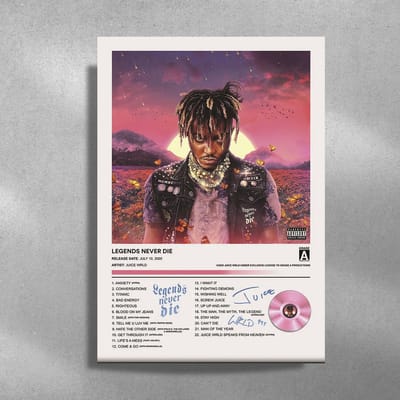 Juice Wrld - Legends never die - album cover - metalen poster - 30x40cm