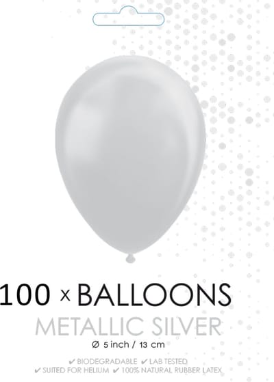 100 Kleine ballonnen metallic zilver.