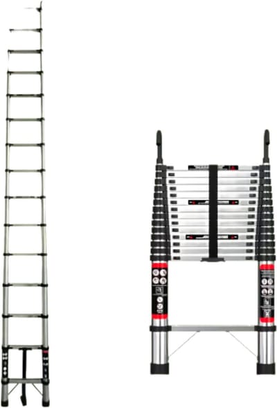 Telescopische Ladder Zyren - 4,4m - Uitschuifbare Multifunctionele Roestvrijstalen Ladder - Draagbare Stevige Zolderladder met EN131-standaard
