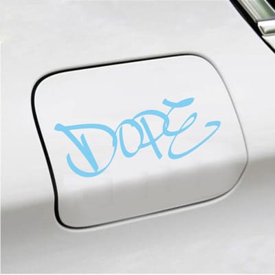 Bumpersticker - Dope - 7 X 18 - Licht Blauw
