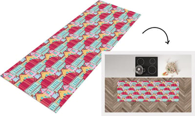 Keukenloper - Loper keuken - Huizen - Zentangle - Patronen - 150x50 cm - Keukenloper vinyl