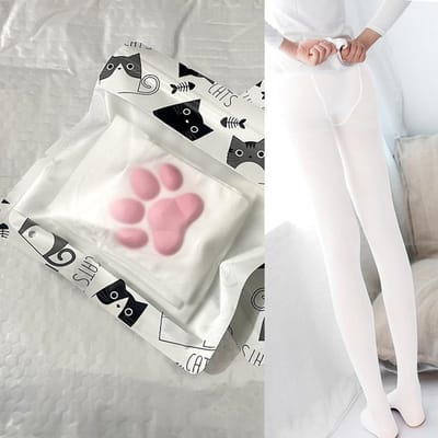 Nieuwe Collectie Kattenpoot Kousen Harajuku Panty Roze Schattige Lolita Jk Meisje Cosplay 3D Kittensklauw Panty Voor Vrouwen One Size white