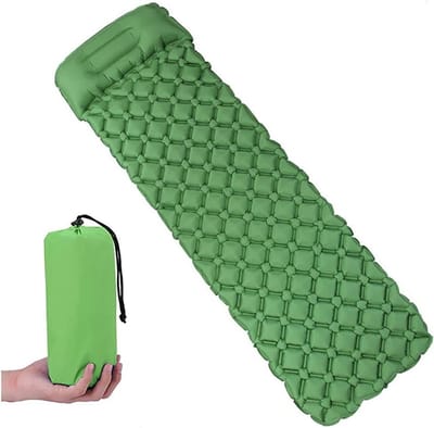Opblaasbare Slaapmat - Kampeer Matras Kussen - Outdoor Slapen - Honingraatstructuur - 190 x 56 x 6 cm - Groen