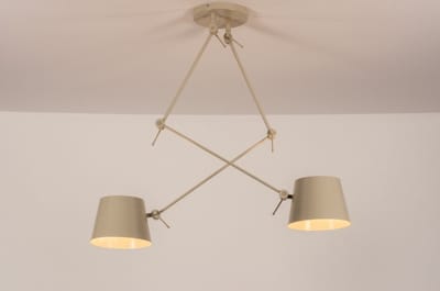 Lumidora Hanglamp 74566 - CANNES - 2 Lichts - E27 - Beige - Zand - Metaal
