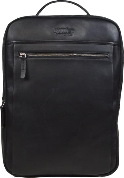 DSTRCT Premium Collection Leren Business Laptoptas - 15.6 inch laptopvak met rits - Zwart