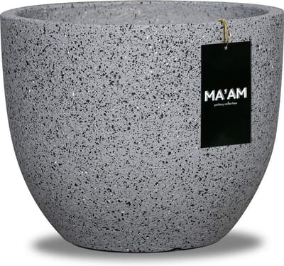 MA'AM Pottery Leah bloempot - rond - 24x20 - grijs granito - lichtgewicht - modern/industrieel/scandinavisch