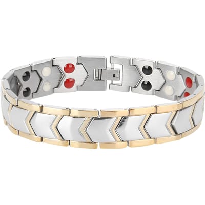 4-in-1 Heren Titanium Staal Germanium Magnetische Armband Verstelbare Magneet Gezondheidsarmband Goud gray