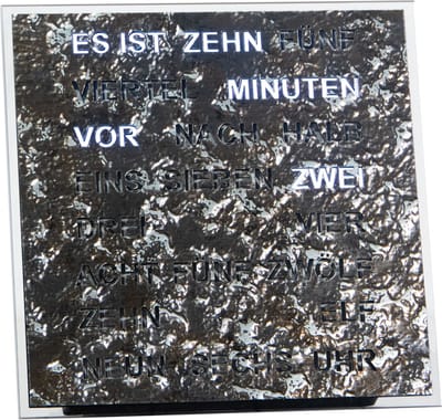 Intertime | Woordklok | Wandklok | Tafelklok | 20x20 cm | Grafiet | Duits
