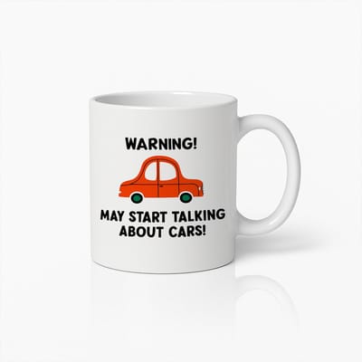 Grappige Auto Liefhebber Mok 330ml – Waarschuwing Kan Beginnen Over Auto’s – Perfect Cadeau voor Autoliefhebbers & Monteurs