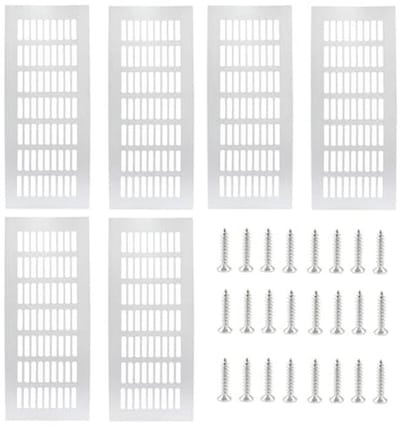 Ventilatieroosters Aluminium 80 x 200 mm - 6 Stuks - Zilver - Rechthoekig voor Badkamer, Keuken en Woonkamer