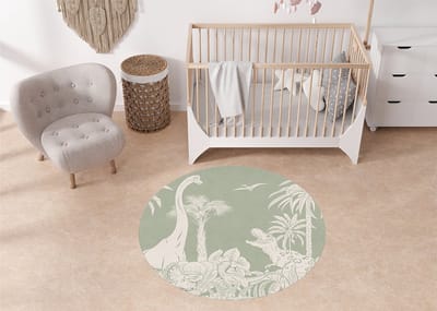 Rond Vinylzeil Dino Jive mono green Kikki Belle-vinyl kleed-Dino-kinderkameraccessoires-100cm-kinderkamer-kleed