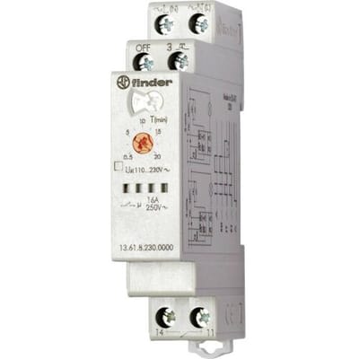 Finder 13.61.8.230.0000 13.61.8.230.0000 Tijdrelais Multifunctioneel 230 V/AC 1 stuk(s) Tijdsduur: 30 s - 20 min. 1x NO