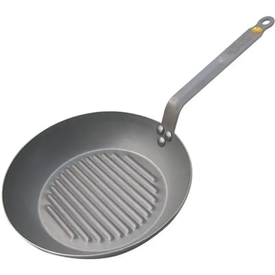 de Buyer Mineral B Grillpan 32 cm – Ronde Grillpan – Plaatstaal – PFAS-vrij – Geschikt voor Inductie – Made in France