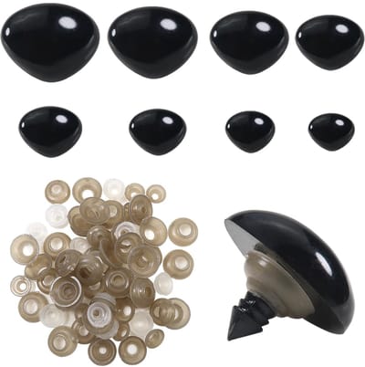 Cosensi- Veiligheidsneuzen 33 stuks - Zwarte Driehoekige Neus - Kunststof - Maten 9/11/15/18/20/23/26/29 mm - Sluitringen - Ideaal voor Poppen - Poppenneuzen