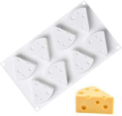 Siliconen bakvorm voor mousse - Kaasvorm - cheesecake, Franse desserts, gebak, chocolade, ijs, pudding en taartversiering, in de vorm van een kaas - Siliconen van voedingskwaliteit - 8 vakjes