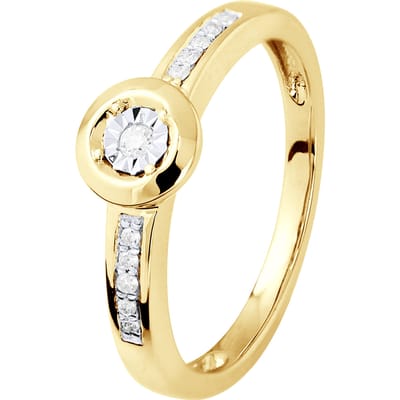 Diamond Solitaire ondersteund 0070 Cts Illusion 1 Ct geel goud