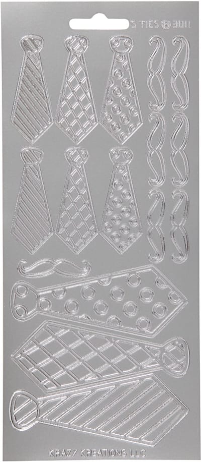Stickers, stropdassen, vel 10x23 cm, zilver, 1 vel
